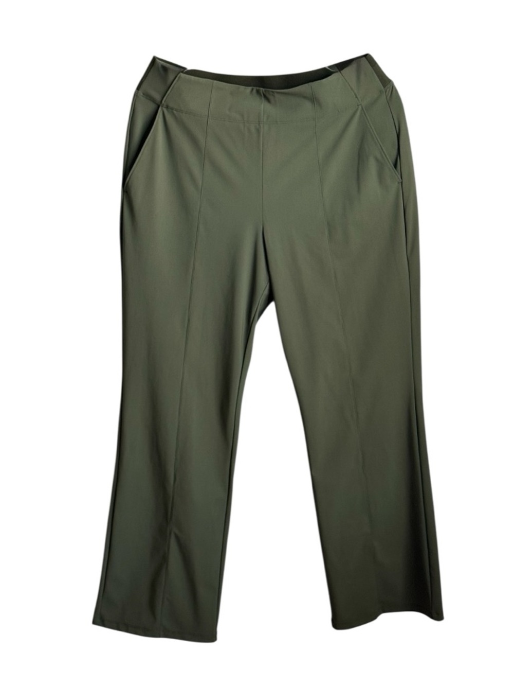 Athleta Women’s Cosmic Kick Flare Olive Green Pullover Pants, Size 14T